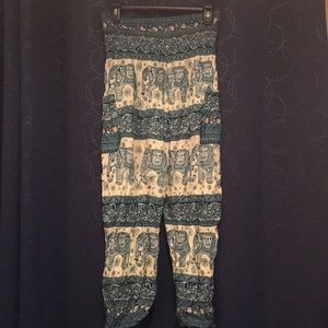 Teal Elephant Pants with pockets